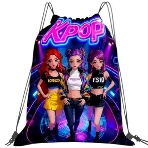 K-POP Drawstring Backpack with Colorful Design Perfect For Gym,School,& Yoga Bag